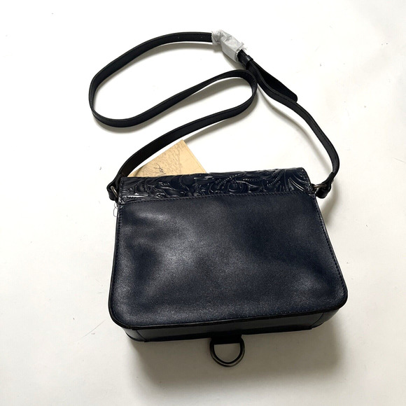NWT Original PATRICIA NASH Ilina Flap Crossbody Bag Tooled Leather Lapis Blue - Picture 4 of 10